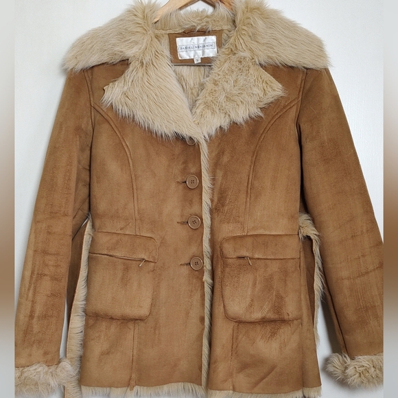 Daniel Benjamin Jackets & Blazers - Daniel Benjamin Brown Women's Faux Suede Fur Lined Jacket With Belt